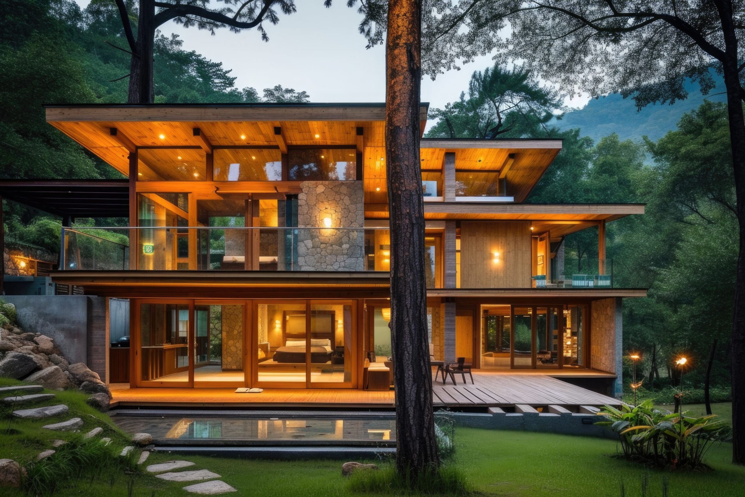 a beautiful wooden house, modern architecture design --ar 3:2 --v 6 Job ID: 1c411d1c-4716-42b5-b96b-09104efb57fb